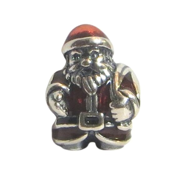 Pandora Christmas Saint Nick Santa Claus Red Enamel & SS .925 Charm 791231ENMX - Picture 1 of 6
